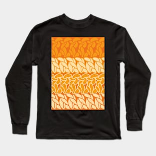 Faux double crochet stitch pattern with orange and yellow hues Long Sleeve T-Shirt